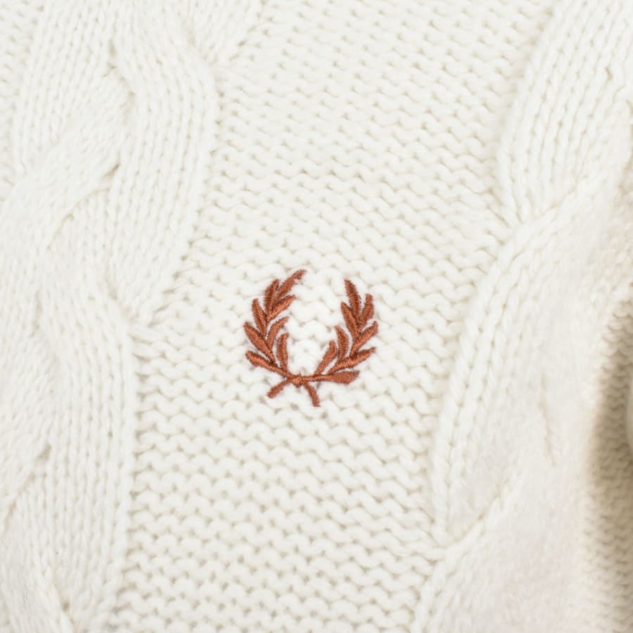 Fred Perry Chunky Cable Knit Jumper Ecru | Mainline Menswear Fred Perry Chunky Cable Knit Jumper Ecru | Mainline Menswear